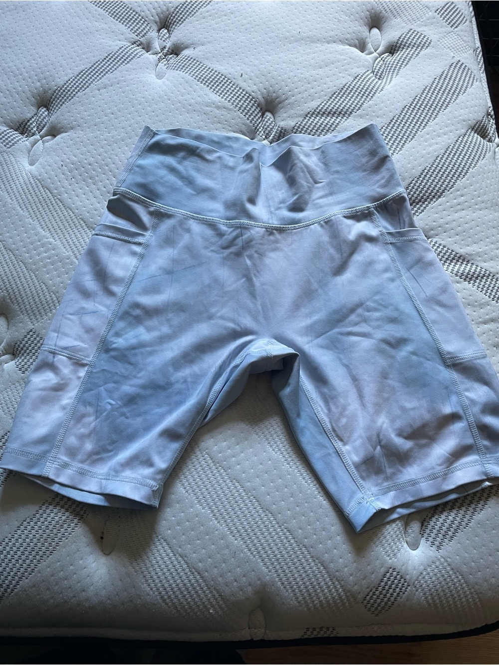 BuffBunny Pale Blue High-Rise Bike Shorts with Side Pockets